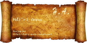 Hári Anna névjegykártya